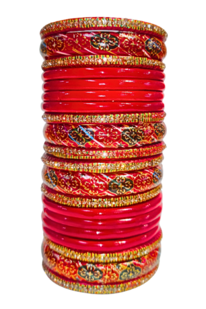 LAC BANGLES SET FOR WOMEN (PACK OF 20). RED colour. lah or lahathi for women. SHADI JODA