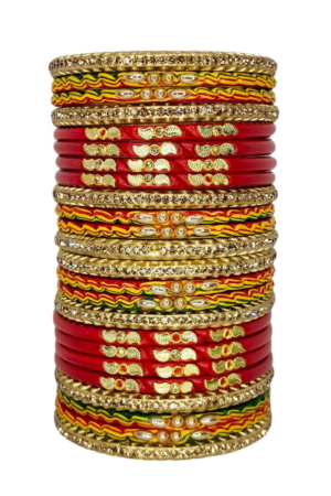 LAC BANGLES SET FOR WOMEN (PACK OF 24). red colour. lah or lahathi for women. SHADI JODA