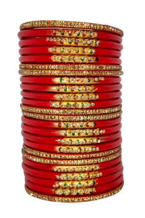 LAC BANGLES SET FOR WOMEN (PACK OF  24). RED colour. lah or lahathi for women. SHADI JODA