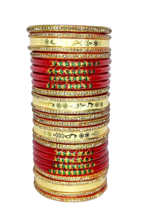 LAC BANGLES SET FOR WOMEN (PACK OF 20).  RED colour. lah or lahathi for women. SHADI JODA