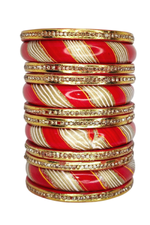 LAC BANGLES SET FOR WOMEN (PACK OF 12). red colour. lah or lahathi for women. SHADI JODA