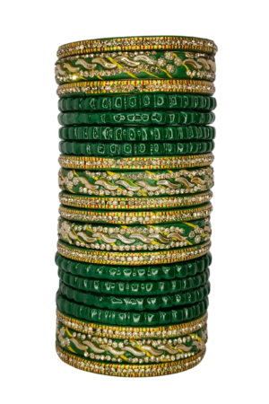 LAC BANGLES SET FOR WOMEN (PACK OF 20). GREEN colour. lah or lahathi for women. SHADI JODA