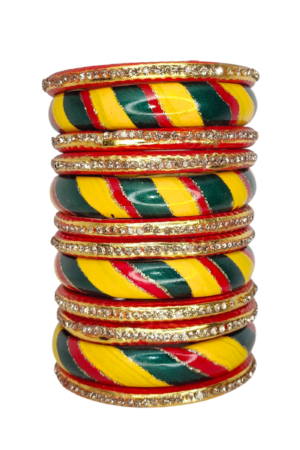 LAC BANGLES SET FOR WOMEN (PACK OF  12). multicolour. lah or lahathi for women. SHADI JODA